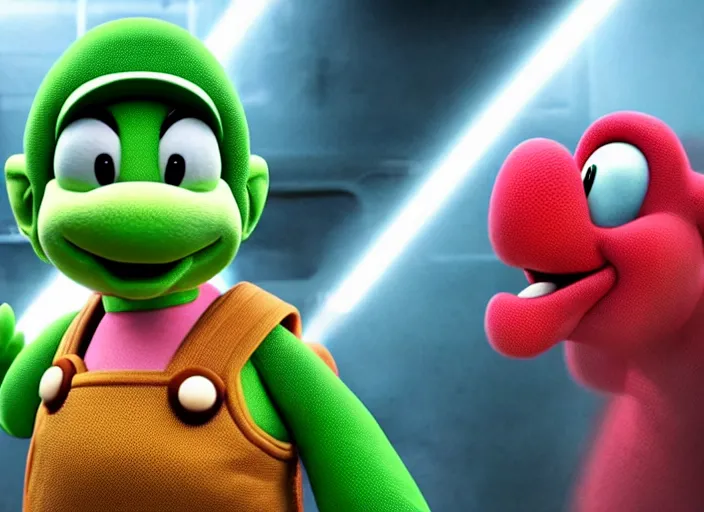 Image similar to film still of yoshi in the new sci - fi movie, 8 k