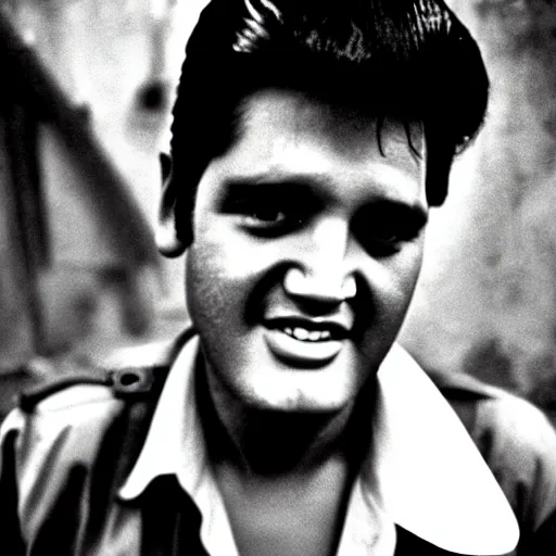 Image similar to Elvis Presley in a slum in Mumbai, XF IQ4, 150MP, 50mm, F1.4, ISO 200, 1/160s, natural light