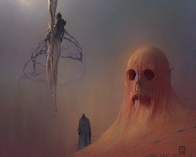 Prompt: the last sight before death, painted by zdzislaw beksinski and artgerm and greg rutkowski and alphonse mucha and rene laloux