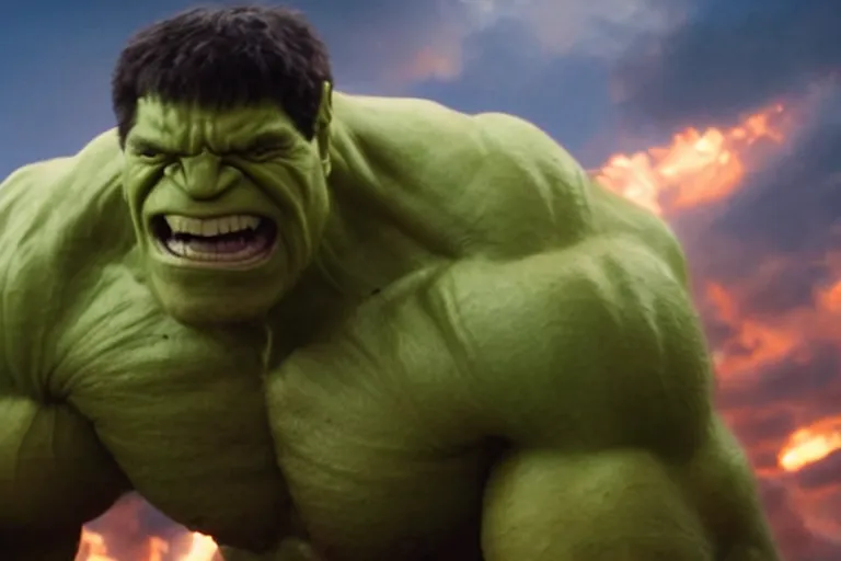 Image similar to film still of Lou Ferrigno as hulk in avengers infinity war, 4k