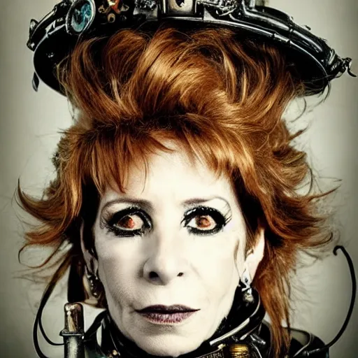 Image similar to a photography of mylene farmer as a steampunk queen by cedric peyravernay