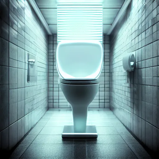 Prompt: A realistic photo of a futuristic toilet