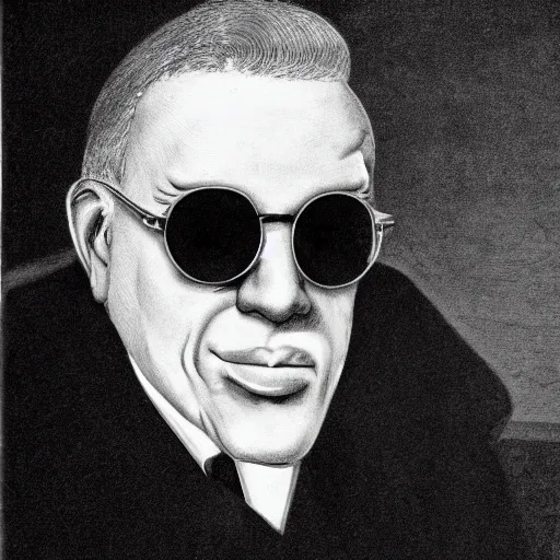 Prompt: a man with a lemon for a face, wearing sunglasses, portrait