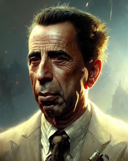 Prompt: fierce humphrey bogart, fantasy character portrait, ultra realistic, concept art, intricate details, highly detailed by greg rutkowski, gaston bussiere, craig mullins, simon bisley