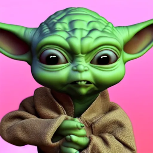 Image similar to baby yoda by bill watterson but in 3 d.