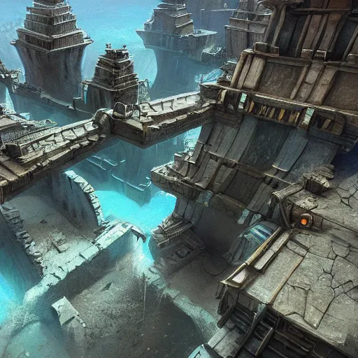 Image similar to photorealistic fantasy concept art of an underwater city, advanced further beyond human civilization, dynamic lighting, cinematic, ray tracing, 8k, ultra detailed