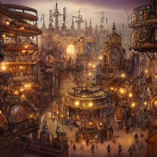Prompt: a steampunk city