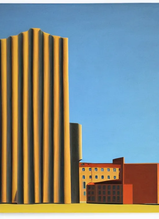 Prompt: a painting of an aldo rossi building by giorgio de chirico