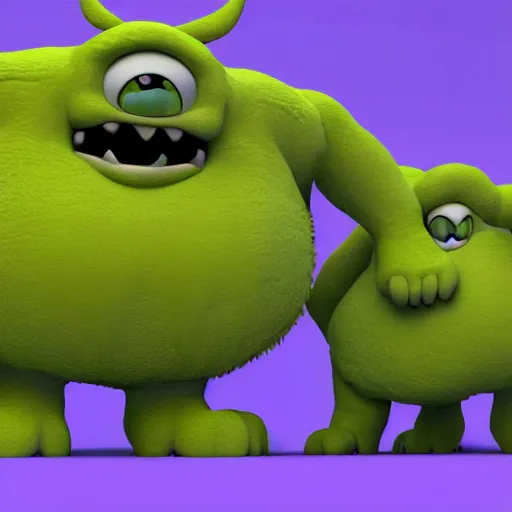 Image similar to big fat fluffy purple 3 d rendered monster