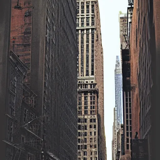 Prompt: 200 feet tall woman walking through new York, digital art