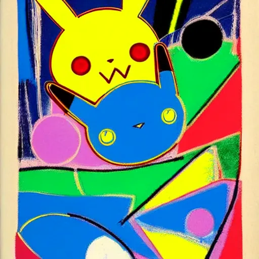 Image similar to pokemon drawn by andy warhol and kandinsky, weird pokemon, mystery pokemon, intricate detailed painting, illustration sharp detail, manga 1 9 9 0