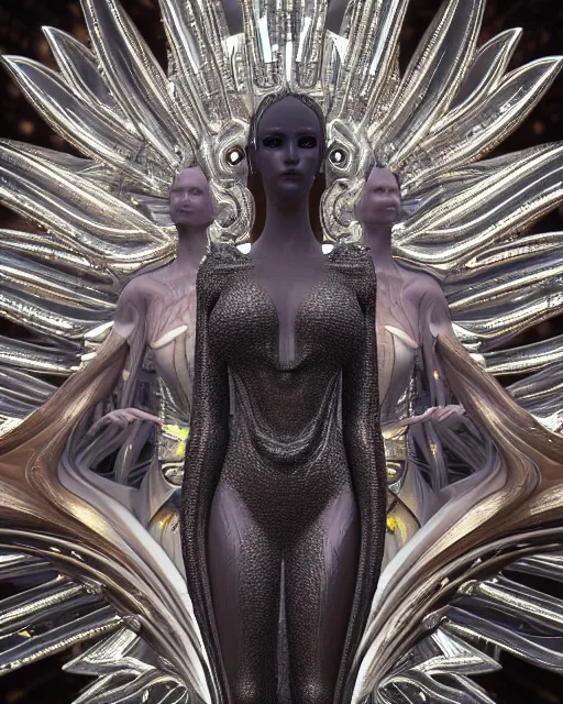 Image similar to a highly detailed metahuman 4 k close up render of an alien goddess bella hadid monument ethereal in iris van herpen dress schiaparelli in diamonds crystals swarovski and jewelry iridescent in style of alphonse mucha gustav klimt trending on artstation made in unreal engine 4