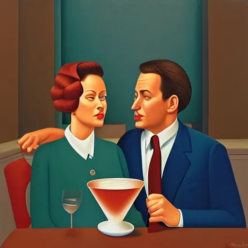 Image similar to woman and man at a restaurant by kenton nelson