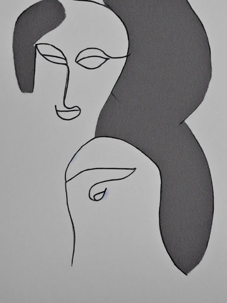 Image similar to minimalist female portrait, one line drawing, bold quick sketch inspired by bauhaus, henri matisse.