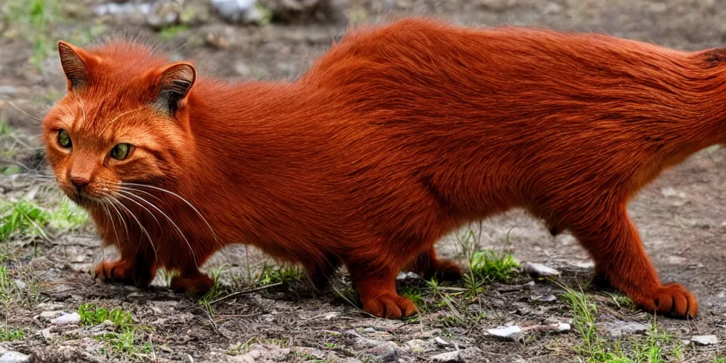 Image similar to A red beaver cat.