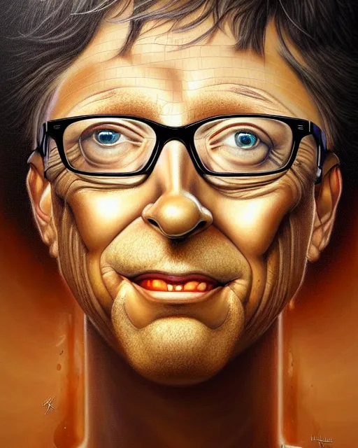 Prompt: detailed portrait of bill gates cheese!! grater!!! shredded by tomasz alen kopera and peter mohrbacher and johanna martine! and margaret keane! coherent luminescent