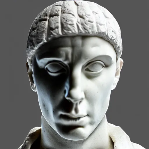 Prompt: eminem as a greek marble statue