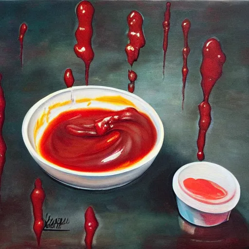 Prompt: a splash of ketchup, abts tomma painting