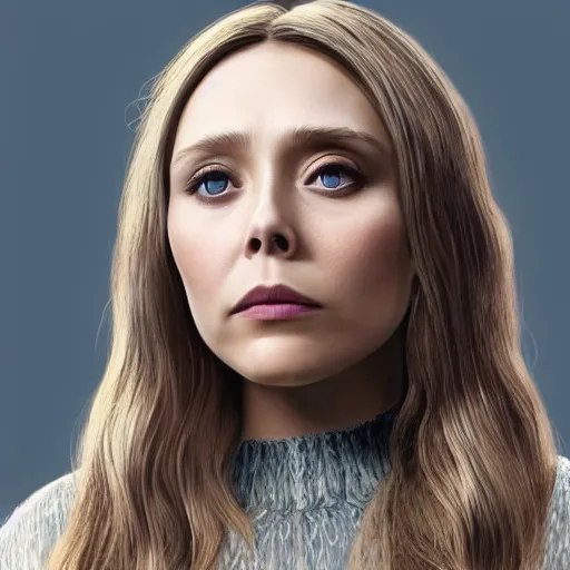 Image similar to Elizabeth Olsen in Minecraft, 8k, photorealistic imagery