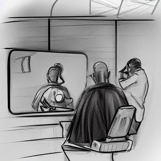 Prompt: a sketch drawing, he's at the barbershop, by gabo mendoza, trending on artstation