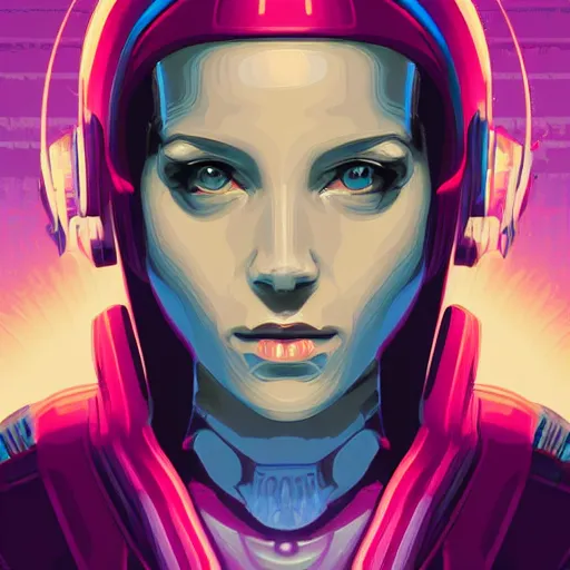 Image similar to portrait of a female android, by Dan Mumford, 4k