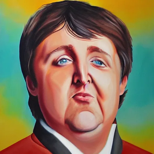 Prompt: painting of obese paul mccartney, very high detail