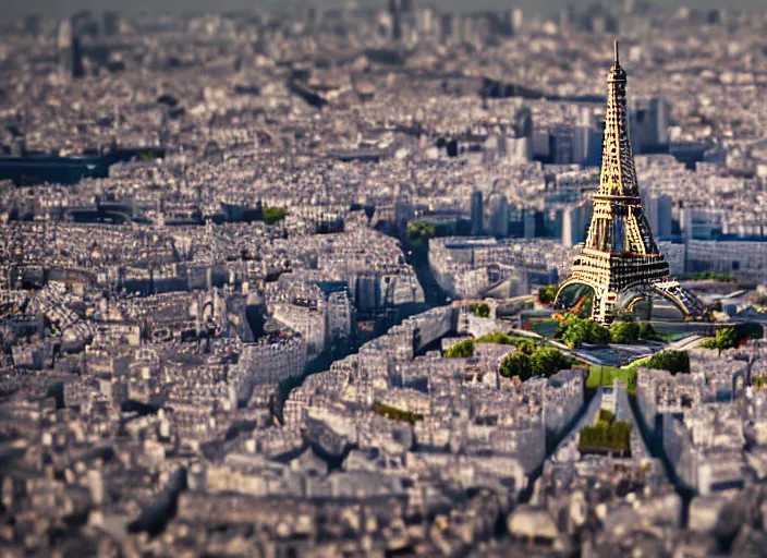 Prompt: tilt shift photo still of paris made of legos, studio lighting, 8 k, 1 6 mm f 1 6