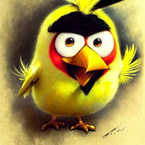 Prompt: ( ( ( ( ( yellow angry bird. muted colors. ) ) ) ) ) by jean - baptiste monge!!!!!!!!!!!!!!!!!!!!!!!!!!!