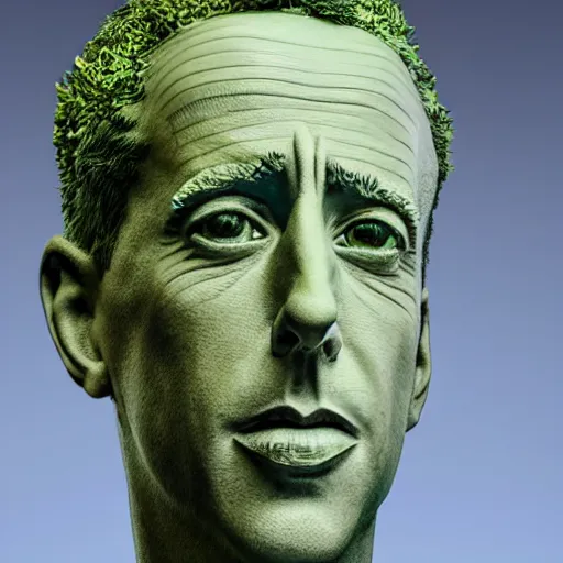 Prompt: hyperrealistic mixed media image of a statue of jerry seinfeld made entirely of salad and leafy green vegetables, stunning 3 d render inspired art by istvan sandorfi and greg rutkowski, perfect facial symmetry, realistic, highly detailed attributes and atmosphere, dim volumetric cinematic lighting, 8 k octane extremely hyper - detailed render, post - processing, masterpiece,