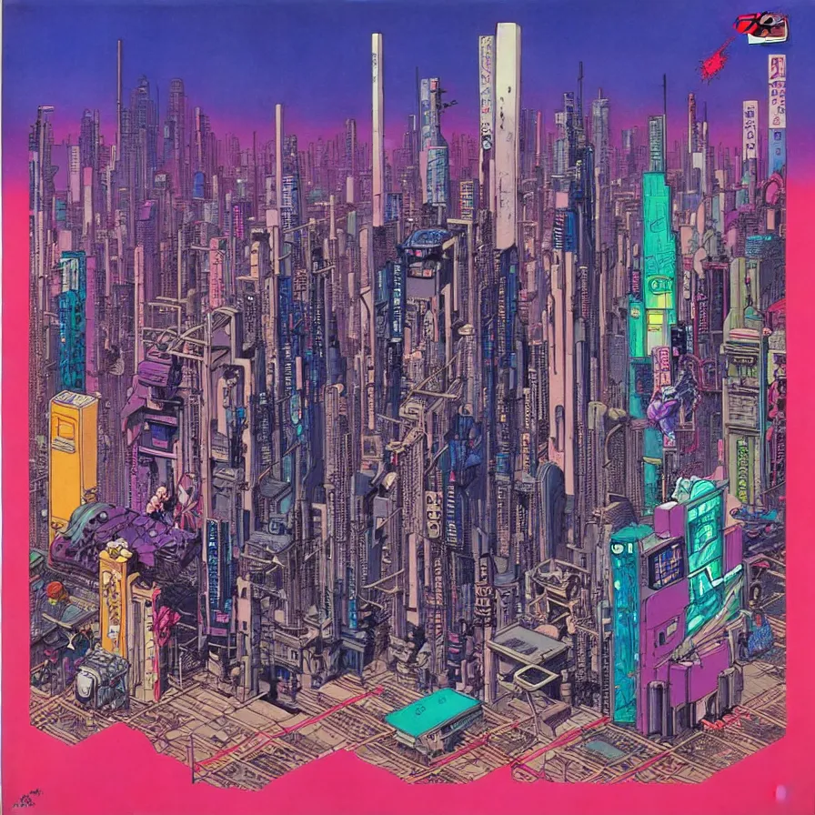 Prompt: ( ( ( ( cyberpunk city ) ) ) ) by mœbius!!!!!!!!!!!!!!!!!!!!!!!!!!!, overdetailed art, colorful, artistic record jacket design