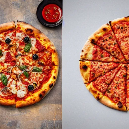 Prompt: pizza! mandala, radial symmetry, food photography