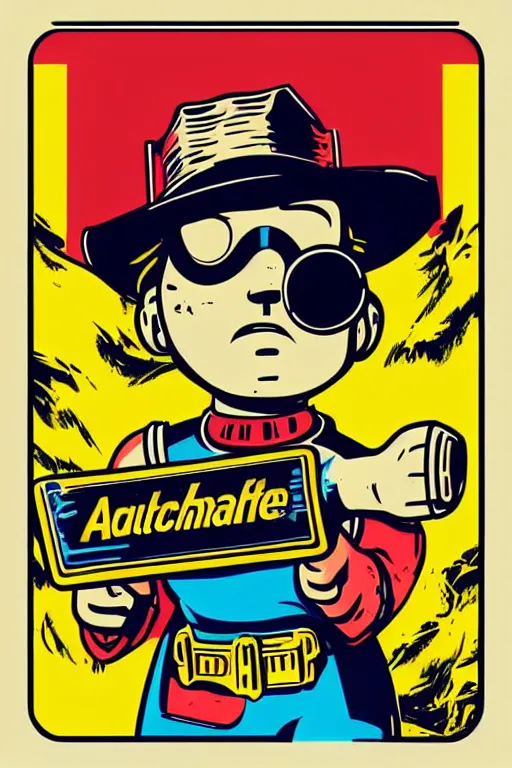 Image similar to fallout 7 6 retro futurist illustration art by butcher billy, sticker, colorful, illustration, highly detailed, simple, smooth and clean vector curves, no jagged lines, vector art, smooth andy warhol style