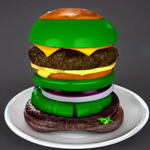 Prompt: alien burger, food photoshoot, 4 k render, unreal