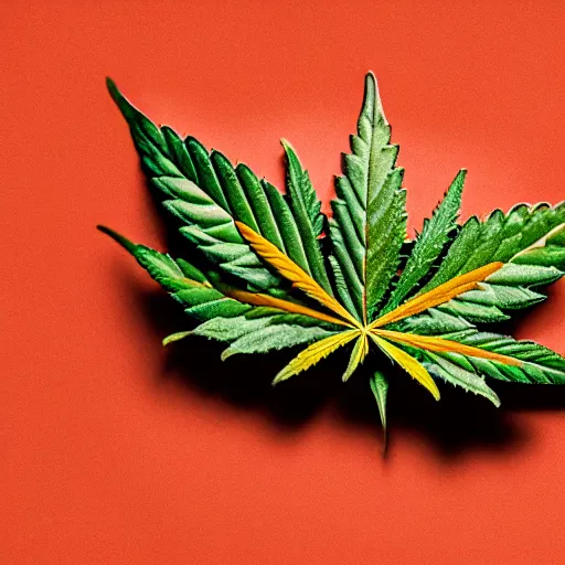 Prompt: a chocolate bar shaped like a cannabis leaf, product photography