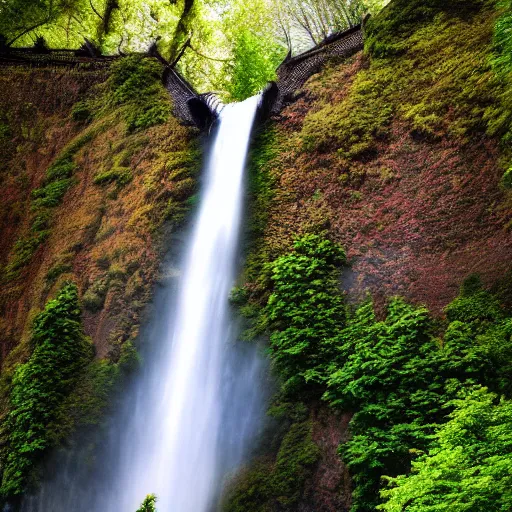 Image similar to a photo of Multnoma Falls Oregon, realistic, 4k,