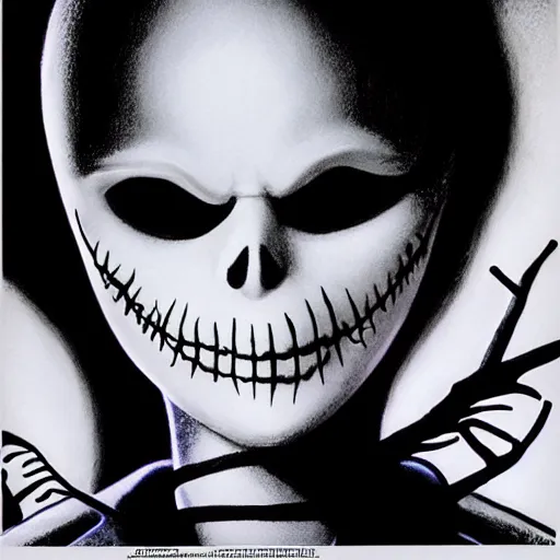 Image similar to macaulay culkin is jack skellington in a nightmare before christmas, airbrush anime art, drew struzan illustration art, key art, movie poster