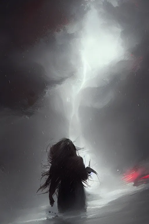 Image similar to feeling of despair, tornado, storm, by greg rutkowski, artstation