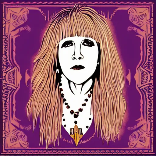 Image similar to stevie nicks, sticker - art, svg vector, adobe - illustrator