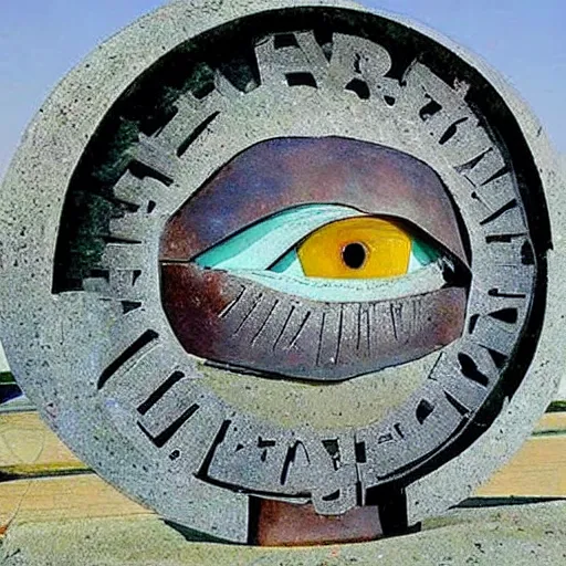 Image similar to A sculpture a The all-seeing eye made pure recycled Trash