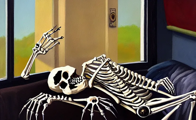 old oil painting, sleepy skeleton that is covered in | Stable Diffusion ...