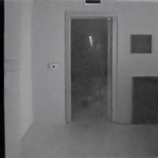 Prompt: ghostly figure, security footage