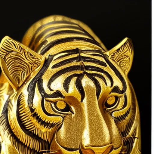 Image similar to gorgeous tiger statue with gold filigree