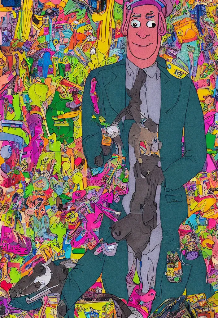 Image similar to portrait of bojack horseman, award winning hyper detailed outsider art