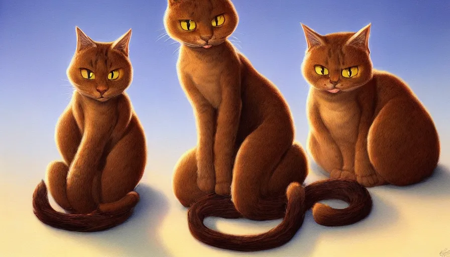 Image similar to artwork of really tall sitting cats by justin gerard, thick brush, 4 k resolution