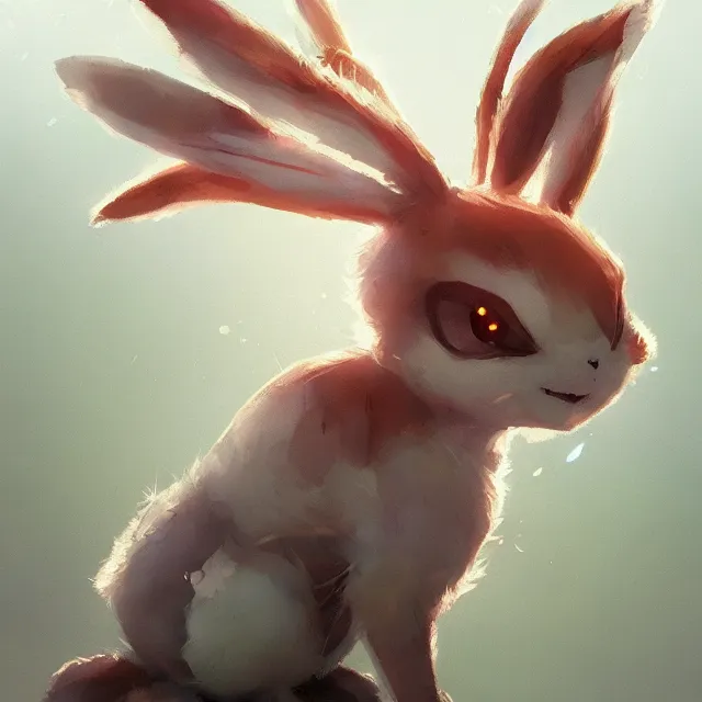 Image similar to a beautiful portrait of a single cute pokemon bunny. character design by cory loftis, fenghua zhong, ryohei hase, ismail inceoglu and ruan jia. artstation, volumetric light, detailed, photorealistic, fantasy, rendered in octane