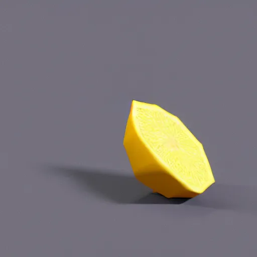 Image similar to a render of a low polygon lemon,