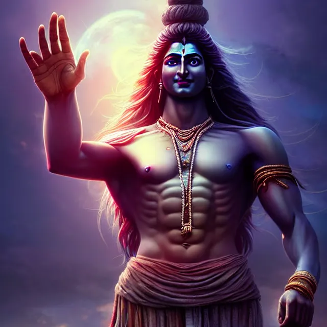 Prompt: epic professional digital art of Shiva the Adiyogi, best on artstation, cgsociety, wlop, Behance, pixiv, astonishing, impressive, outstanding, epic, cinematic, stunning, gorgeous, much detail, much wow, masterpiece.