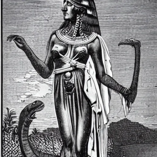 Prompt: cleopatra as a dinosaur