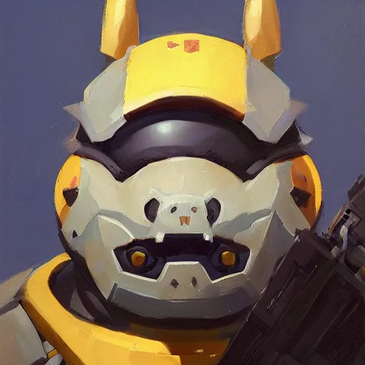 Prompt: greg manchess portrait painting of partially armored totoro as overwatch character, medium shot, asymmetrical, profile picture, organic painting, sunny day, matte painting, bold shapes, hard edges, street art, trending on artstation, by huang guangjian and gil elvgren and sachin teng