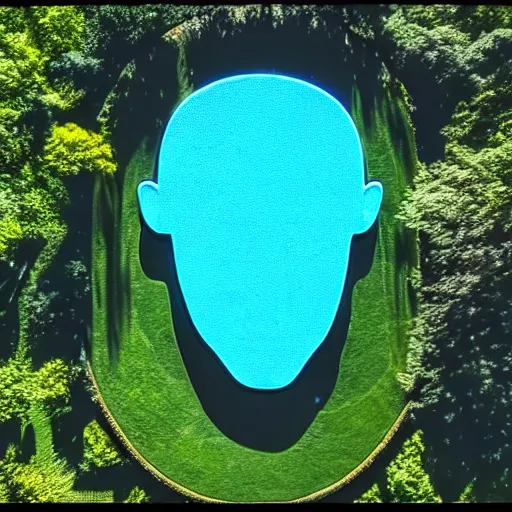 Image similar to sphinx head in central park new york drone footage shot on arri alexa flat light high detail blue sky s - log